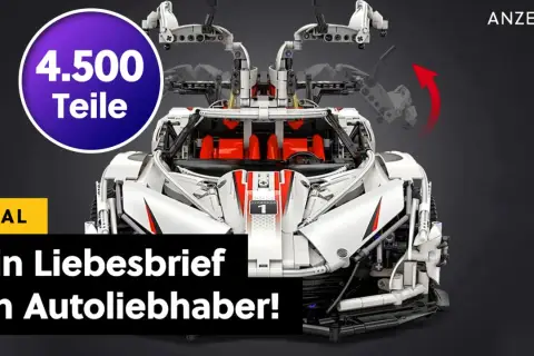 Ein detailliertes Modell eines weißen Hypercars aus 4.500 Teilen, ein Traum für jeden Autoliebhaber.