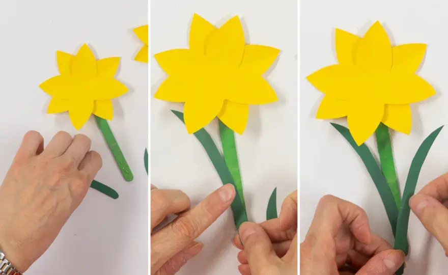 Narzisse basteln - einfache Papierblume mit schönem Effekt