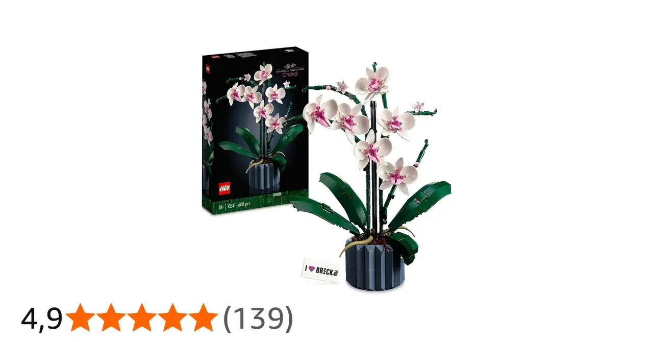 LEGO Orchidee Bausatz. Die Anleitung zeigt, wie man diese wundersch&ouml;ne Orchidee aus LEGO-Steinen zusammensetzt.