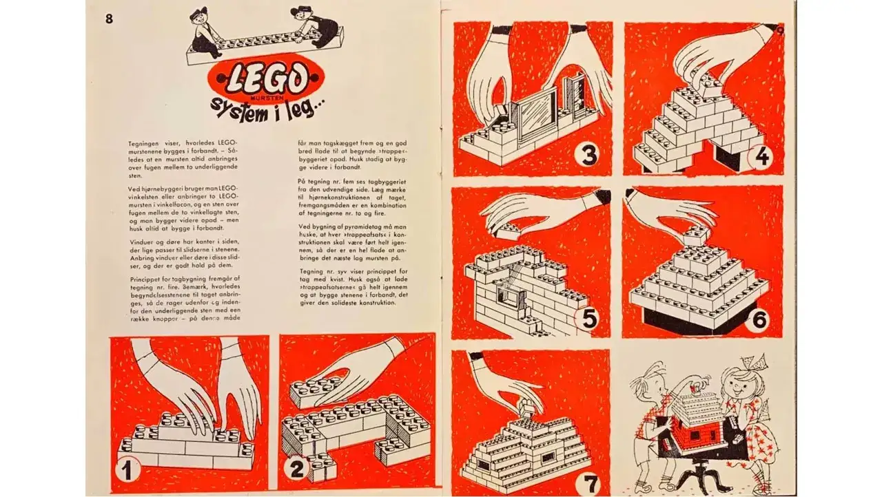LEGO bauanleitung alt: Schritt-für-Schritt-Anleitung zum Bauen mit LEGO-Steinen, zeigt verschiedene Konstruktionstechniken.